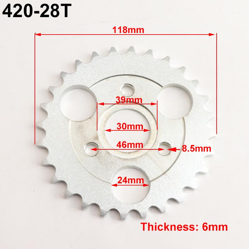 Мотоцикл 24T/26T/28T/29T/31T/35T/37T Зубьев 30 мм Задняя звезда цепи Подходит для Honda Monkey Мотоцикл Питбайк Кроссовый Мотоцикл Цепь 420/428