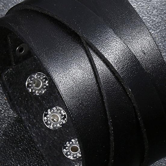 Men Bracelet Faux Leather Solid Color Smooth Punk Style Button Closure Lightweight Individual Cross Strap Men Accessory