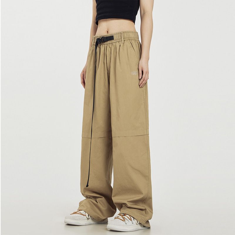 Брюки-карго женские спортивные штаны в стиле Харадзюку с черными карманами, широкие брюки для бега, уличная одежда, мешковатые спортивные брюки с высокой талией