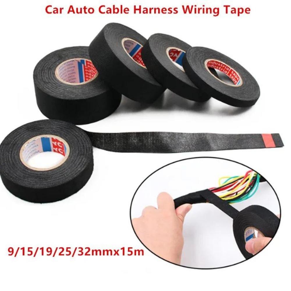 3pcs 15M Electrical Tape Heat-resistant Adhesive Cloth Fabric Tape for Automotive Cable Tape Wiring Loom Electrical Heat Tapes