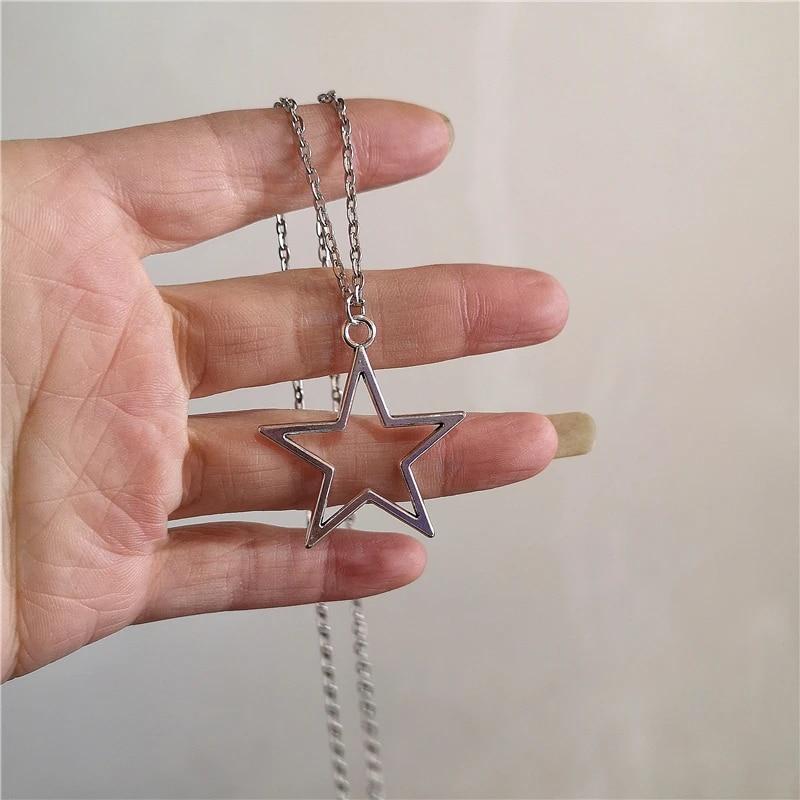 Kpop винтажное ожерелье в стиле панк серебряного цвета со звездой, ожерелье из бисера для мужчин и женщин, уличный хип-хоп, эстетические ювелирные изделия в стиле гранж, аксессуары Y2K