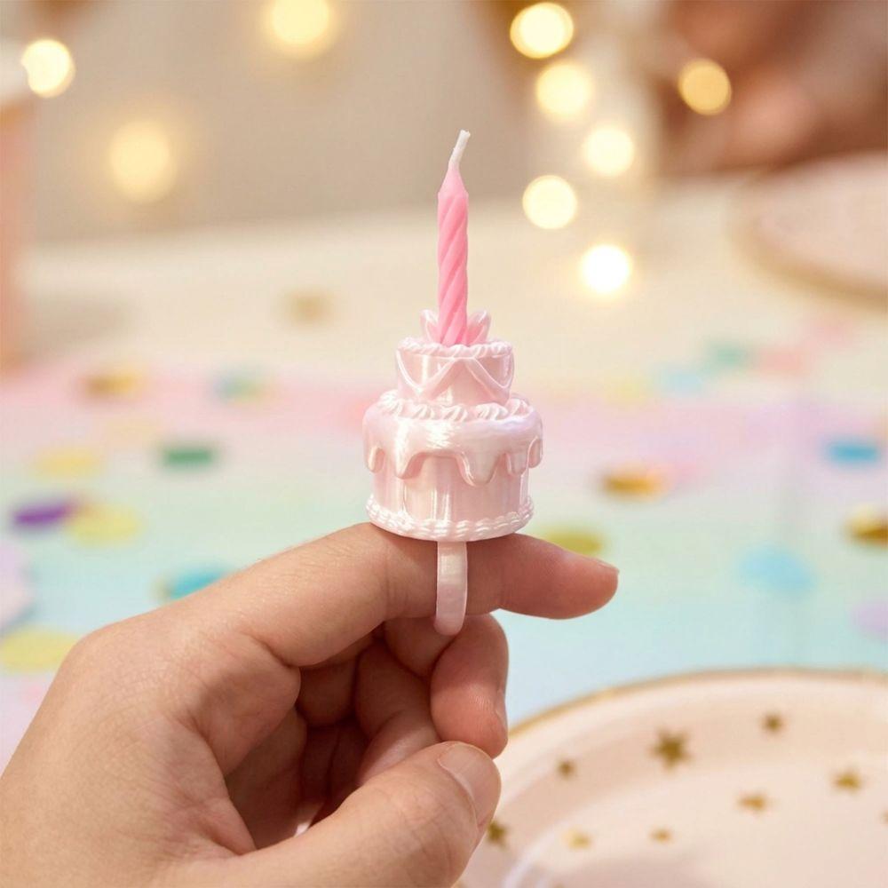 3D Simulation Cake Cake Ring Candle Holder Silk Finish Mini Cake Candle Ring Birthday Party Decor