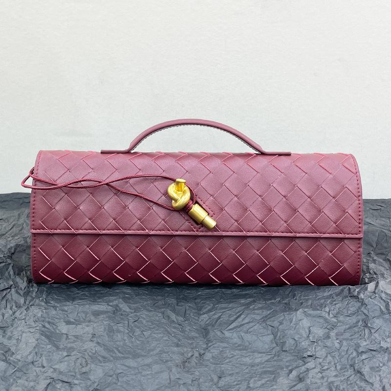 New Handmade Woven Bag With Hardware Lock And Small Square Bag High-end Leather Shoulder Bag Women's Armpit Bag