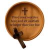Wooden Prayer Bowl Farmhouse Rustic Handcrafted Bible Verses Faith Bowl Round Decorative Scripture Blessing Bowl Religious Christian Gift