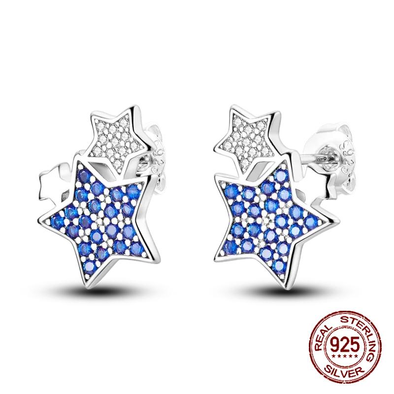 Серьги-кольца из серебра 925 пробы 'Любовь Перо Луна Звезда Сердце', подходят для оригинальных подвесок, для женщин и девочек, гвоздики, ювелирные изделия, подарки