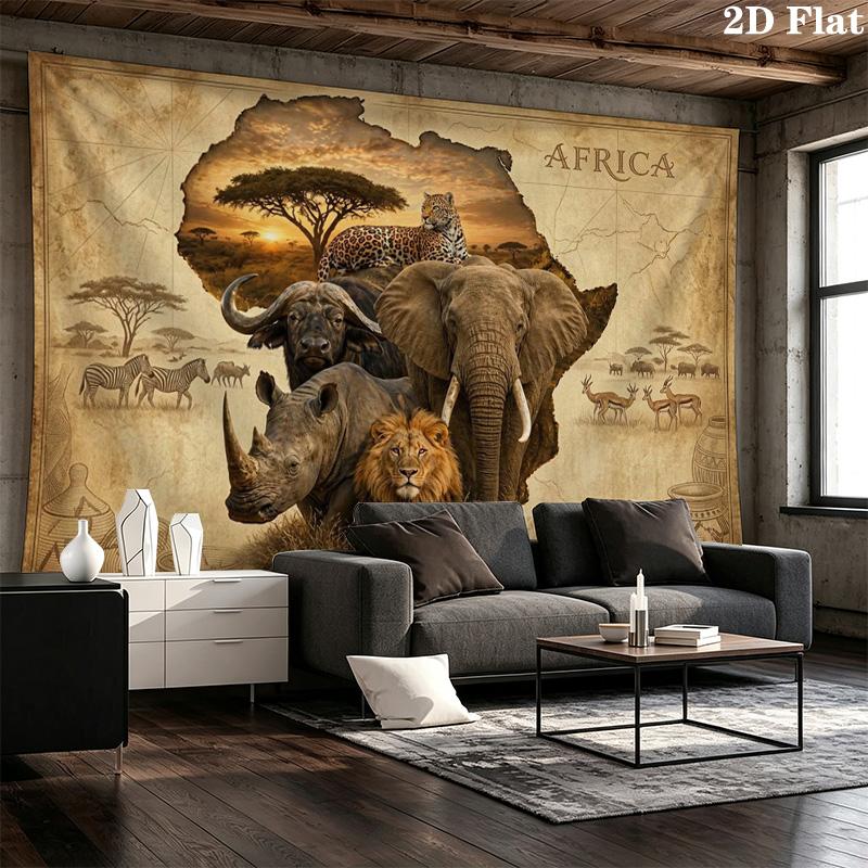 African Animals Wall Tapestry Aesthetic Wall Hanging Printed Fabric Blanket Decorative Tapestries for Bedroom Living Room Home Decor