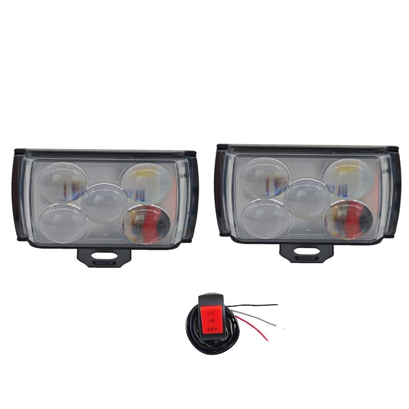 Motorcycle LED Lens Spotlight Hi/Low Beam 12V 24V ATV Scooter Auxiliary Fog Lamp Driving Flasher Headlight For Truck Tractor SUV