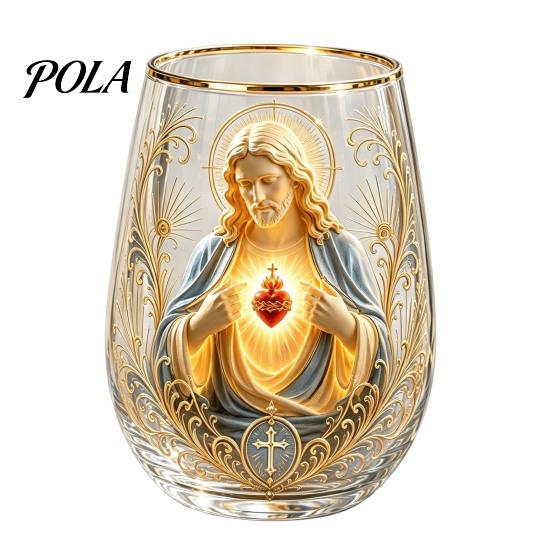 Высококачественная стеклянная посуда Кружка Faith, Прозрачная кружка без свинца, с религиозной тематикой, Позолоченные края, Стильная, Детализированная, Христианская