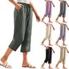 Women's Cropped Pants Stralght Pants With Pockets Lightweight Caual Loose Trousers