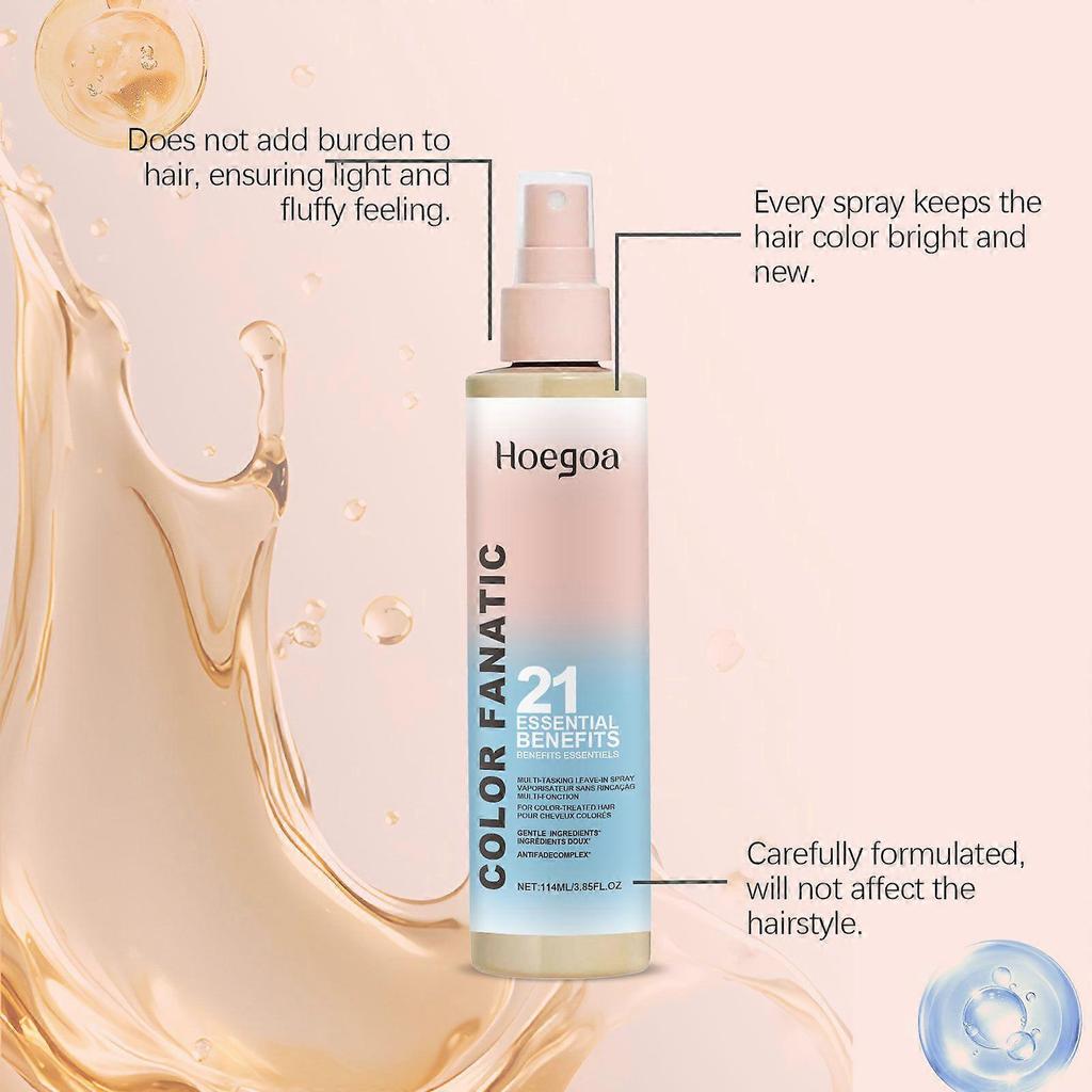 Hoegoa Heat & Color Protection Hair Spray, Smooth Hair Nourishing Spray For Frizz, Shine, And Care