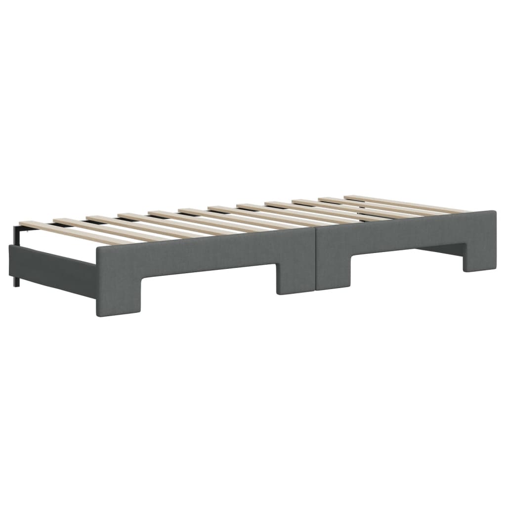 Pull Out Daybed with Drawers Dark Grey 90x200 cm Fabric