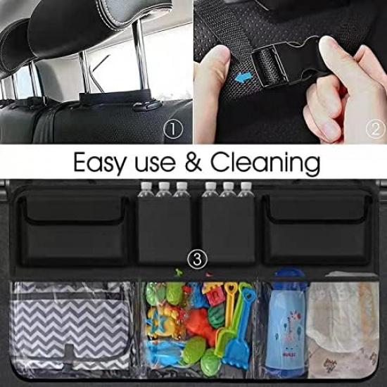 Car Trunk Organizer and Storage, Backseat Hanging Organizer for SUV, Truck, MPV,Van Collapsible Cargo Storage Bag with 7 Pockets, Car Interior