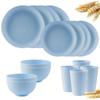 4/16Pcs Wheat Straw Tableware Set Eco Friendly Unbreakable Dinnerware Kitchen Cutlery Kids Dishes Eating Cutlery Camping