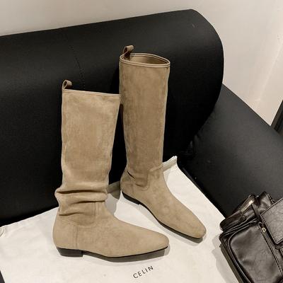 Сладкие крутые малышки получают~ хаки длинные сапоги жареный уличный прилив западные ковбойские сапоги плиссированные сапоги-чулки женские