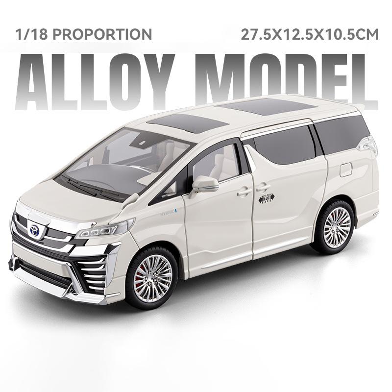 1/18 Toyota Vellfire MPV Automatic Door Alloy Car Model Sound and Light Pull Back Children's Toy Collectibles Birthday Gift