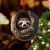 5Pcs Christmas Animal Ornaments 2D Acrylic Cute Wildlife Pendant Raccoon Owl Squirrel Hedgehog Bird Tree Hole Wood Texture Hanging Decorations