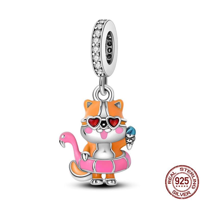100% 925 silver Animal Series Bulldog Zebra Squirrel Charms Fit Original 925 Bracelet DIY Jewelry Making Women Gift