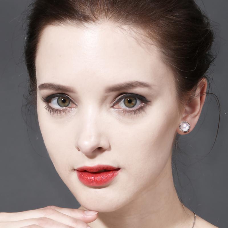 seniko 8-9mm Natural Freshwater Pearl Earrings Fashion Cubic Zirconia Stud Earrings For Women Girl Gift