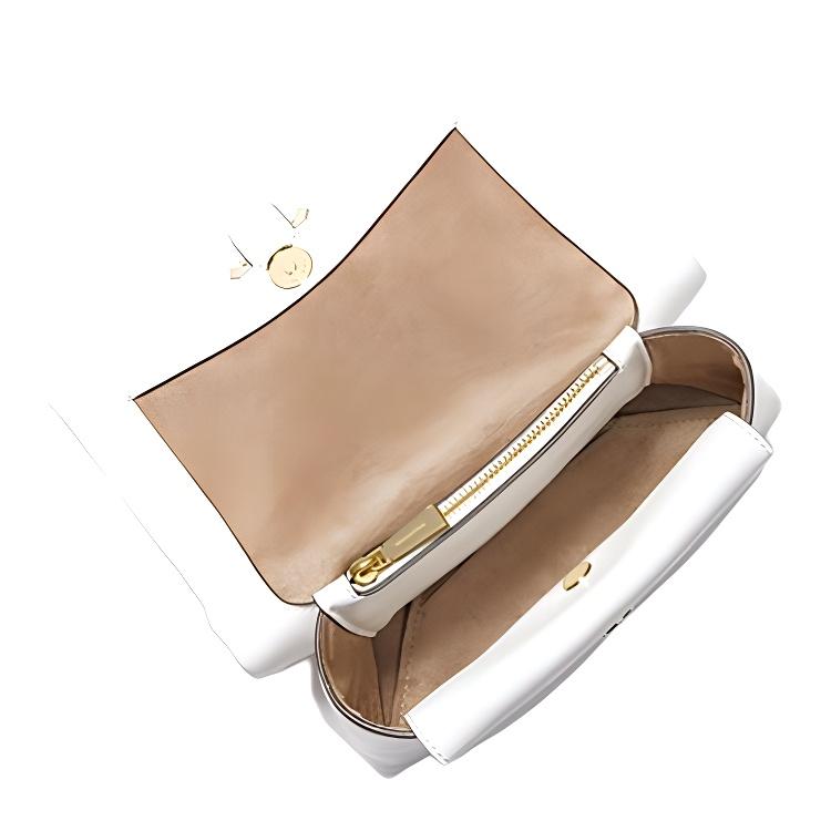 Michael Kors Cece Diamond Flower Buckle Chain Commute Leather Shoulder Crossbody Bag Medium Women bags White 30H9G0EL6U-OPTIC-WHITE