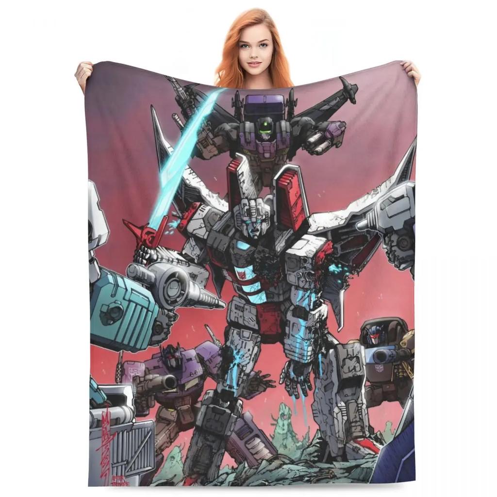 Cartoon Transformers Autobots Throw Blanket Flannel Bedspread For Couch Chair Sofa Bed Novelty Cover