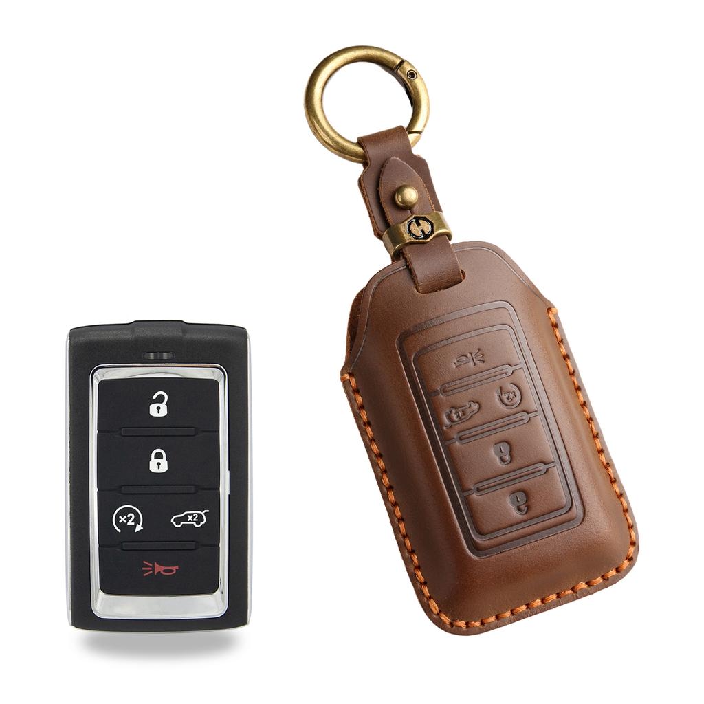 The retro key cover is suitable for the new Jeep Jeep Grand Cherokee new energy imported version car key leather bag.
