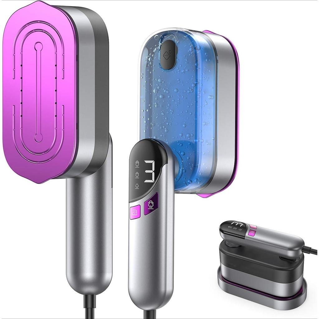 Ручной отпариватель и утюг 2-в-1 для одежды, 1000 Вт, дорожный отпариватель с керамической подошвой, быстрый нагрев за 9 секунд, герметичный резервуар 170 мл, самоочистка