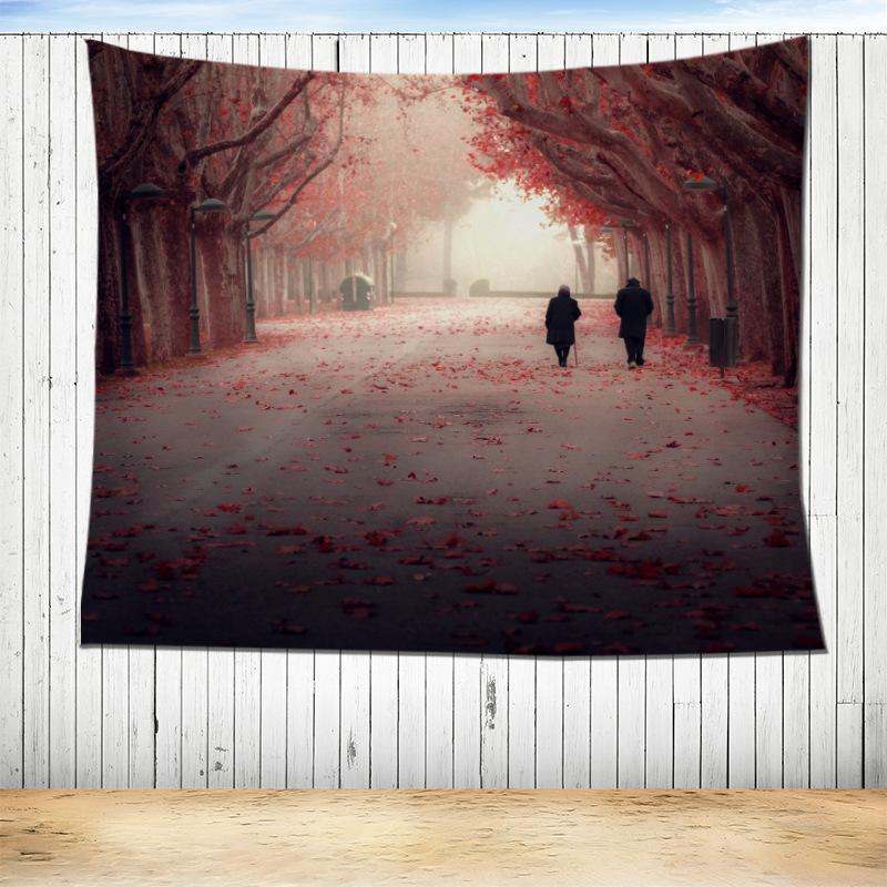 Романтический осенний пейзаж лес лиственный домашний гобелен спальня гостиная фон эстетизм украшения