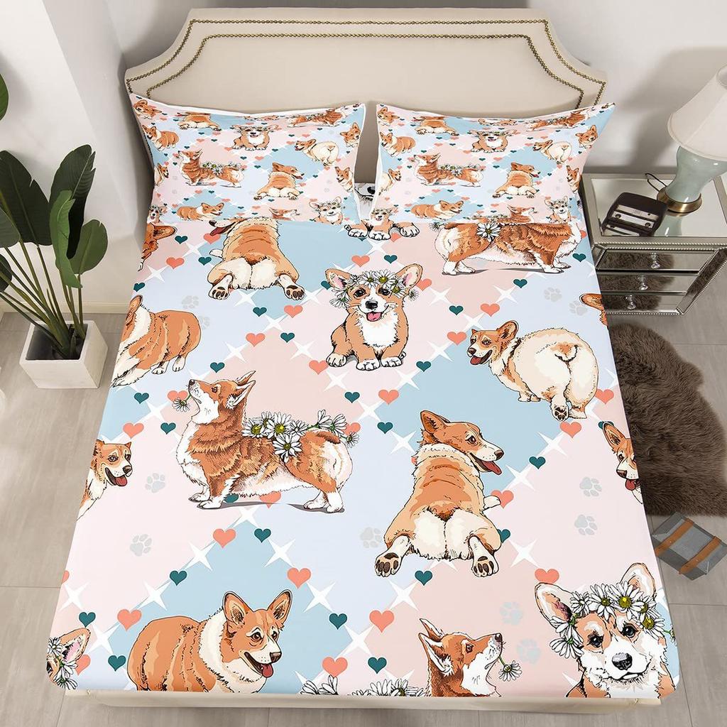Животное Собака Узор Матрас Комплект из трех предметов Цифровая печать Матрас Постельное белье Взрослые Дети