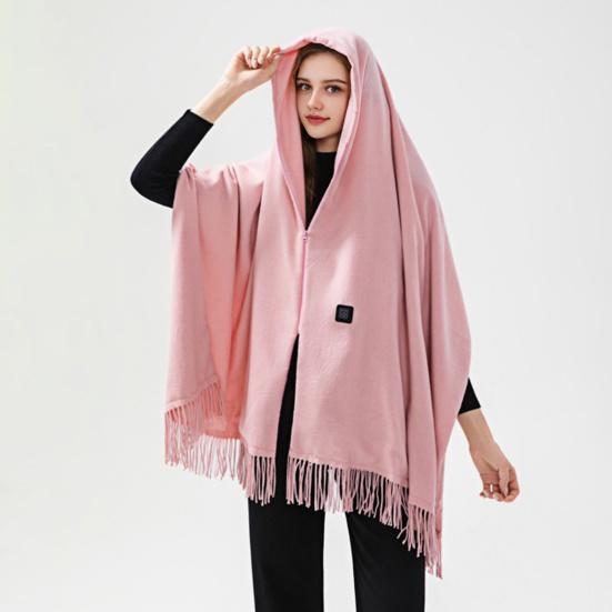 USB Накидка-шаль с подогревом для женщин, портативное носимое одеяло с подогревом с кисточками, интеллектуальный контроль температуры, шарф с подогревом для зимы