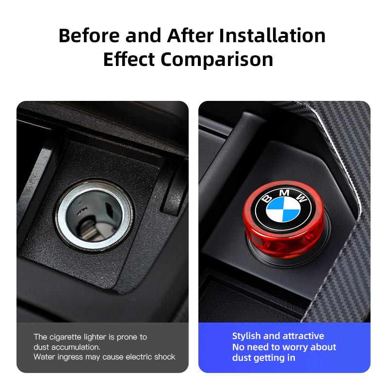 Декоративная крышка прикуривателя для BMW - Пластиковая, пылезащитная, с логотипами