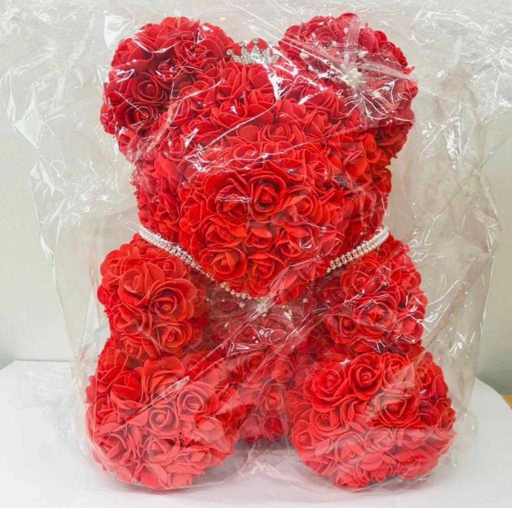 [USED] Large Rose Teddy Bear with Red Rose