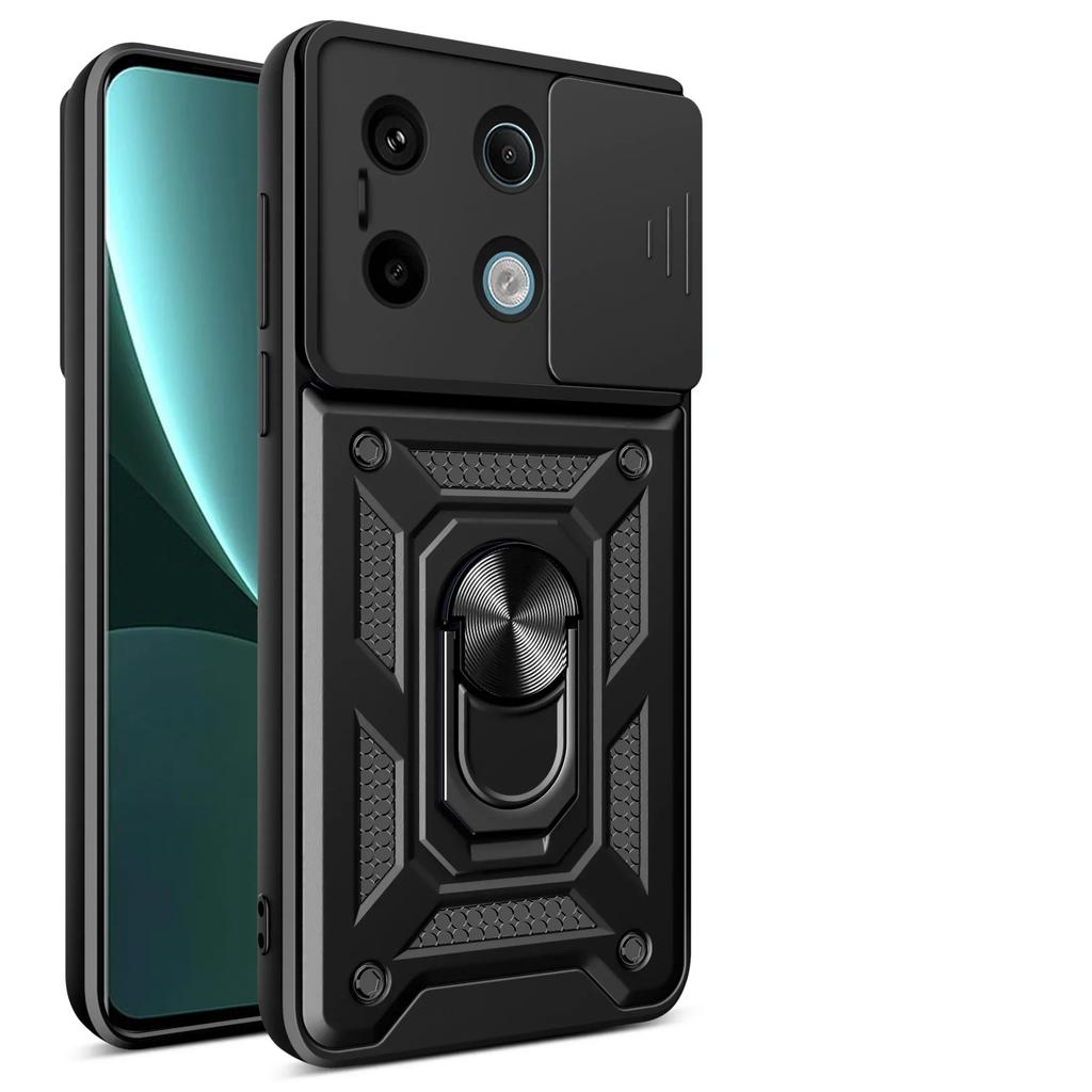 Для Xiaomi Redmi Note 13 12 Pro plus 5G 4G Чехол Автомагнитный держатель-кольцо Слайд-камера Бронированный Противоударный Xiaomi POCO X6 M6 Pro