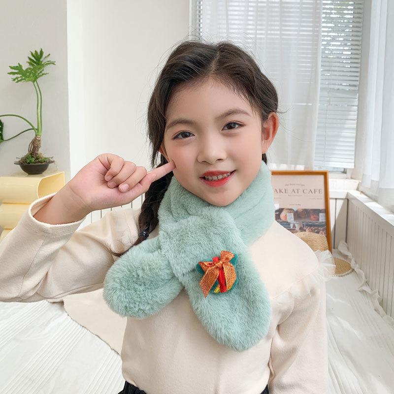 Children's Cute Cartoon Plush Neck Gaiter - Imitation Rabbit Fur, Warm and Versatile for Autumn and Winter