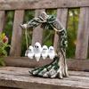 Glow in The Dark Garden Statue Glowing Ghost on Swing Resin Yard Decor, Weatherproof Halloween Outdoor Ornament with Decorative Party Crafts