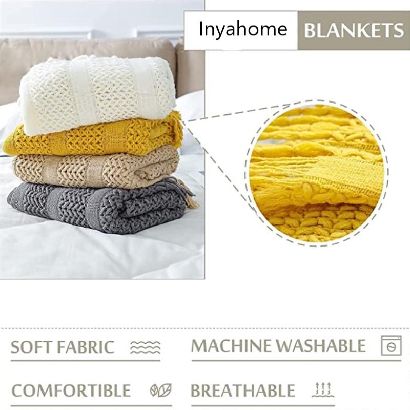 Хаки Рождественские Одеяла с Кисточками Винтажные Легкие Фермерские Подарочные Одеяла Вязаные Клетчатые Уютные Богемные Накидки Вязаное Одеяло