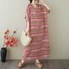 Women's Vintage Long Dress with Cotton and Linen Patterns