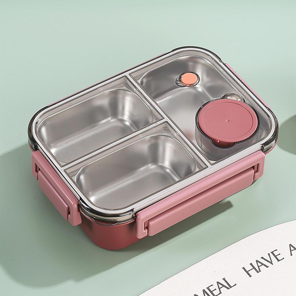 Stainless Steel Lunch Box Kids 3 Compartments Lunch Container Adult Lunch Box Portable Lunch Containers Large Capacity Lunch Box