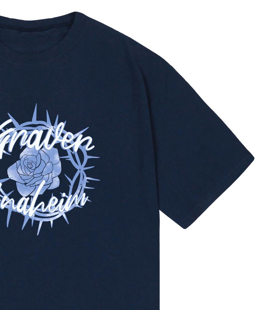 GRAVER [Unisex] Romantic Rose Short Sleeve T-Shirt_Navy