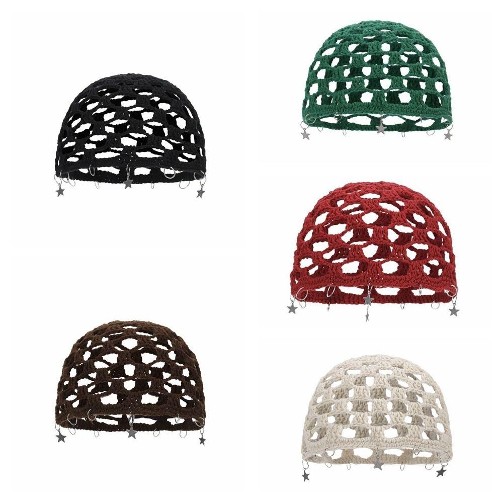 Hollow Out Crochet Hollow Knitted Hat Star Tassels Weave Cap Fashion Knit Beanies Outdoor