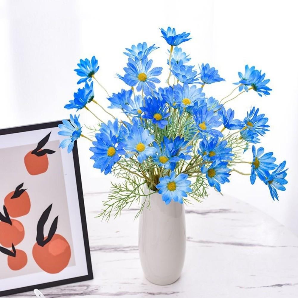 10pcs Artificial White Daisy Flowers 5 Head Silk Fake Flower Bouquet Wedding Party