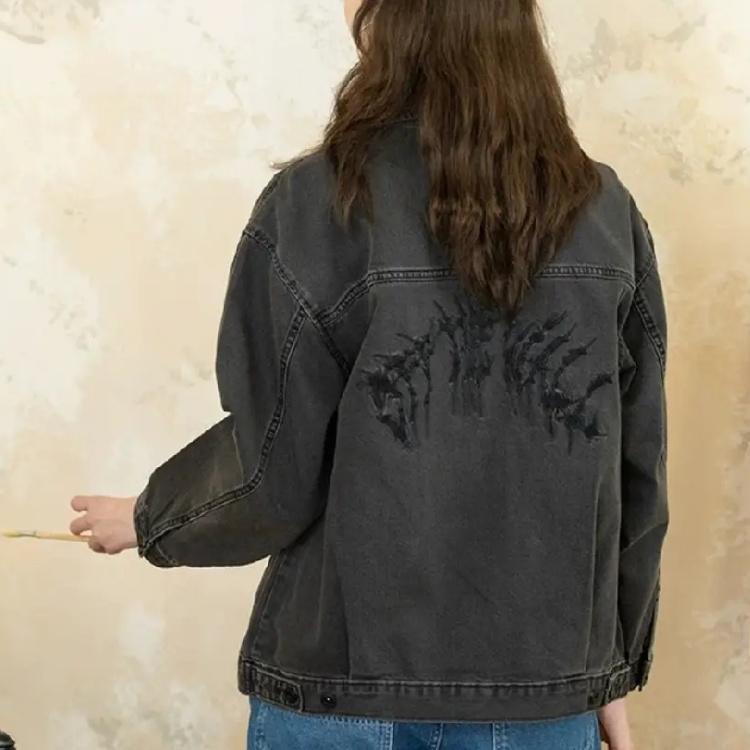 Vans SS25 Повседневная мода Удобная джинсовая куртка с длинным рукавом Женские куртки Черный VN000MASEMQ