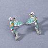 Creative Hummingbird Women's Earrings Color Epoxy Little Bird Jewelry Flower Earrings Fashion Women's Wedding Earrings Handmade Enamel