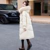 Пуховик Pinghu женский Changdong новая мода большой меховой воротник теплый застежка-рог выше колена чтобы скрыть мясо пуховик из белого утиного пуха тренд