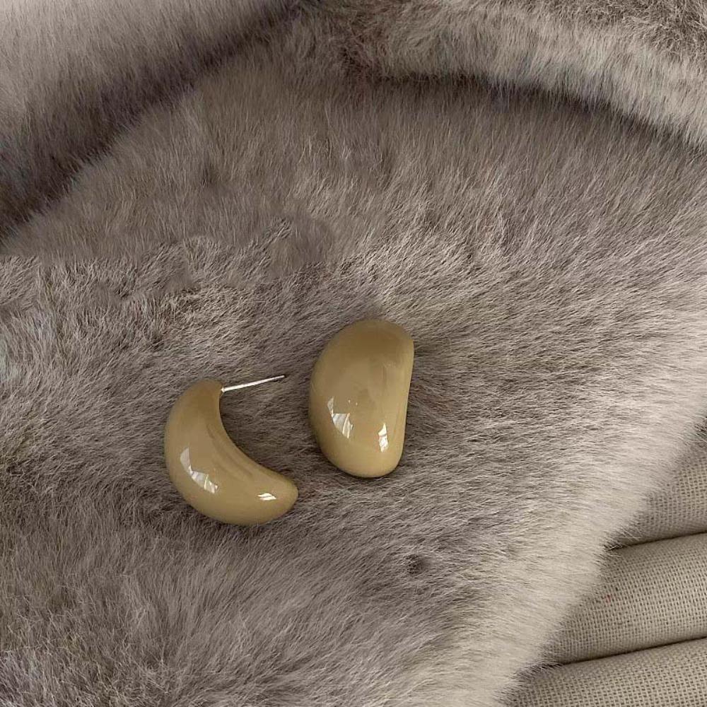 Vintage Chunky Ellipse Ear Studs Exquisite Elegant Ellipse Earrings Semi-Circle Earrings Women
