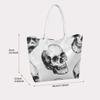 Gothic Skull Printed Tote Bag Large Capacity Daily Shopping Handbag Fashion Casual Shoulder Bag for Streetwear