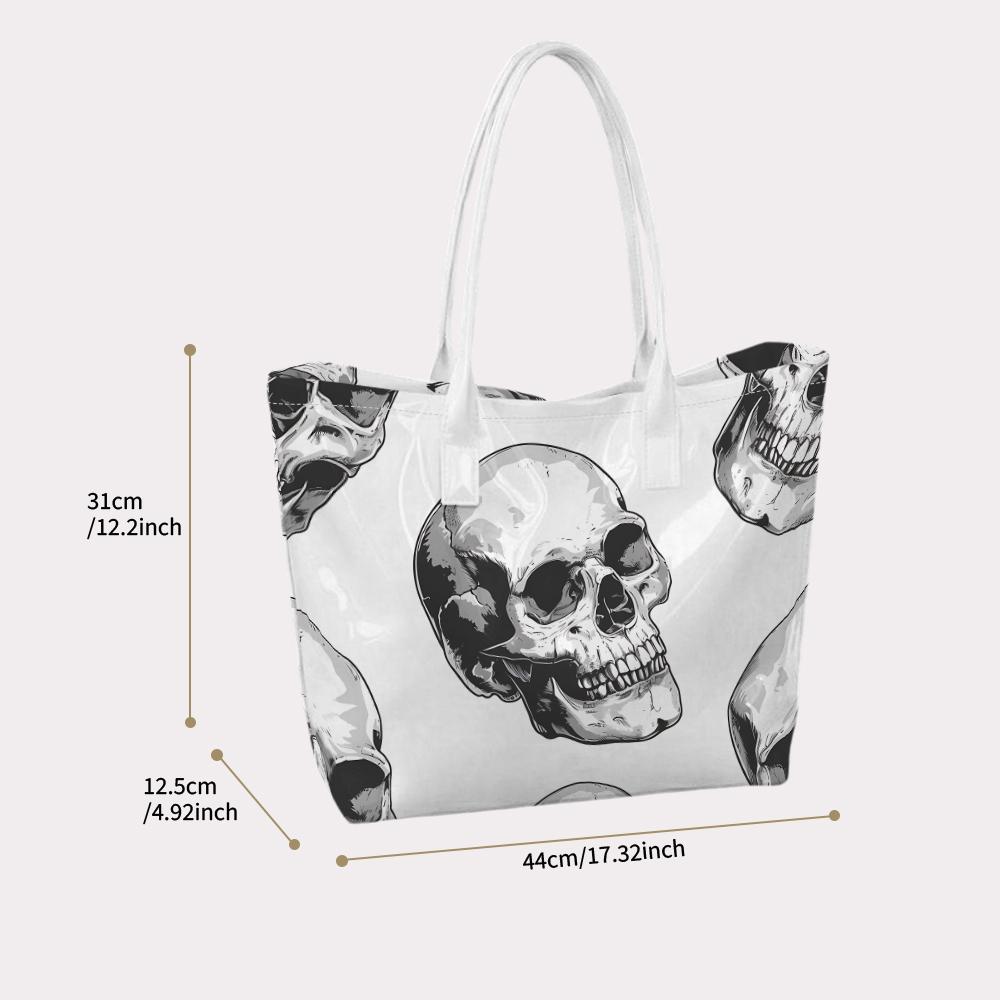 Gothic Skull Printed Tote Bag Large Capacity Daily Shopping Handbag Fashion Casual Shoulder Bag for Streetwear