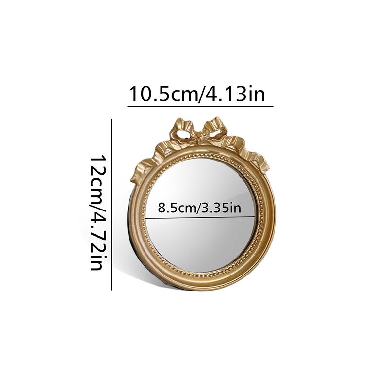 1PC Vintage Resin Jewelry Dish Mirror Tray Antique-style Resin Vanity Set Gift & Versatile Accent 10.5x12cm
