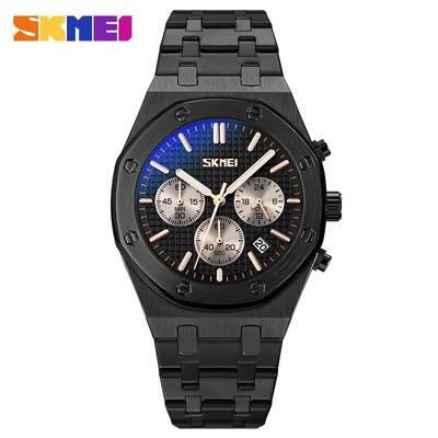 SKEMI 9296 Men's Quartz Watch Waterproof Stereo Hour Markers Charm Stainless Steel Stopwatch Chronograph Watch