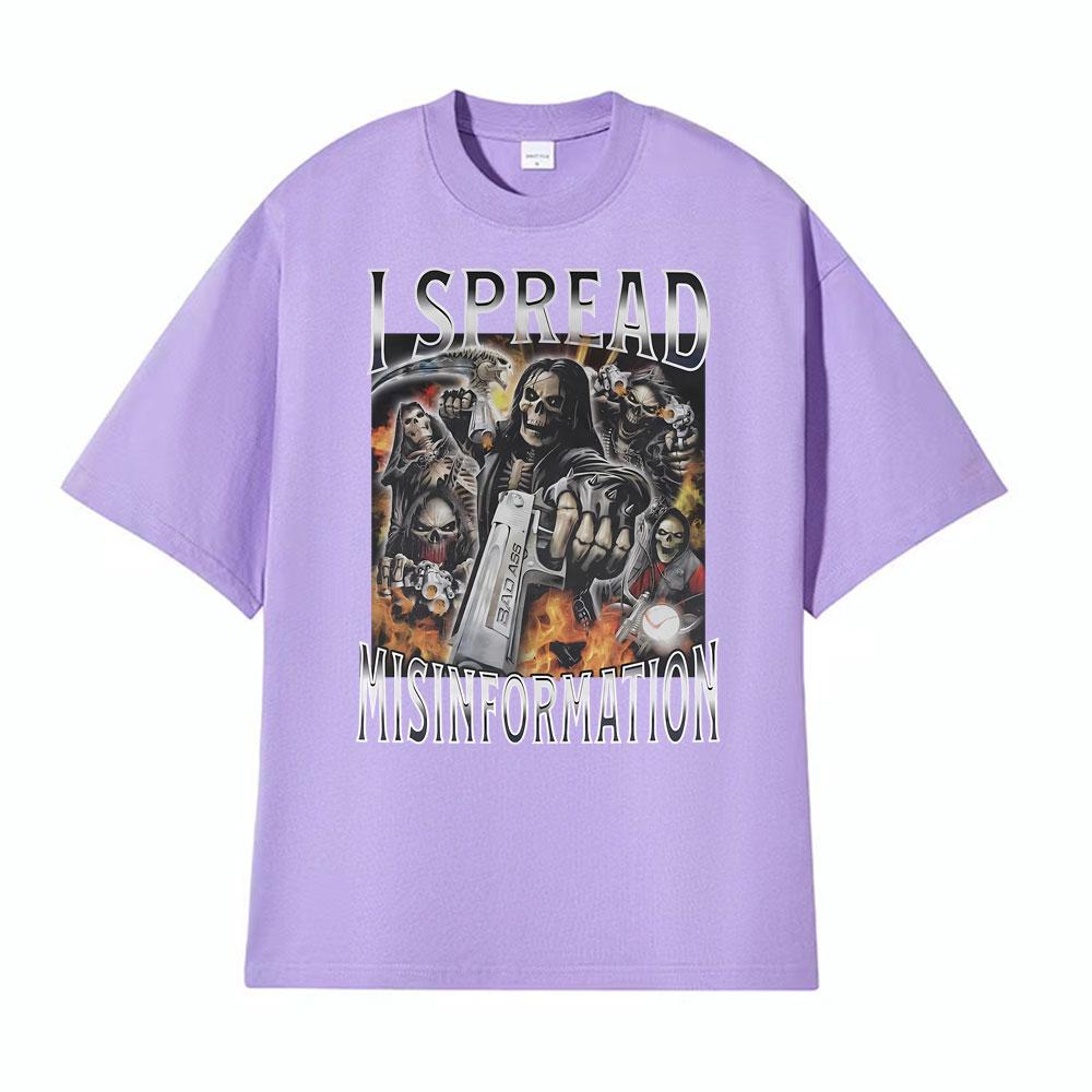 I Spread Misinformation 90s Vintage Dank Badass Skeleton Meme TShirts Unisexs Clothing Harajuku High Street Gothic Loose T Shirts