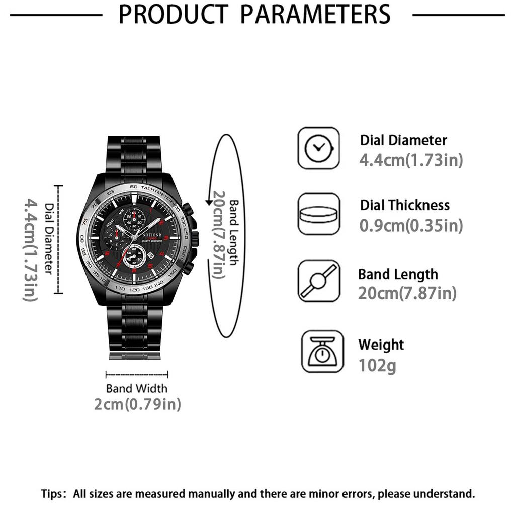 Fashion Business Men's Watch Men's Quartz Watch Stainless Steel Watch Large Dial Watch Casual Men's Watch Sports Watch Calendar Watch